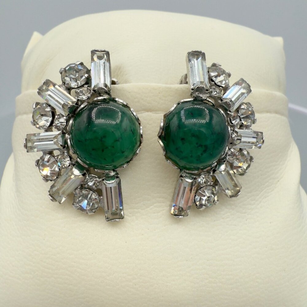 Vintage Christian Dior For Kramer Gripoix Rhinestone Earrings Note
